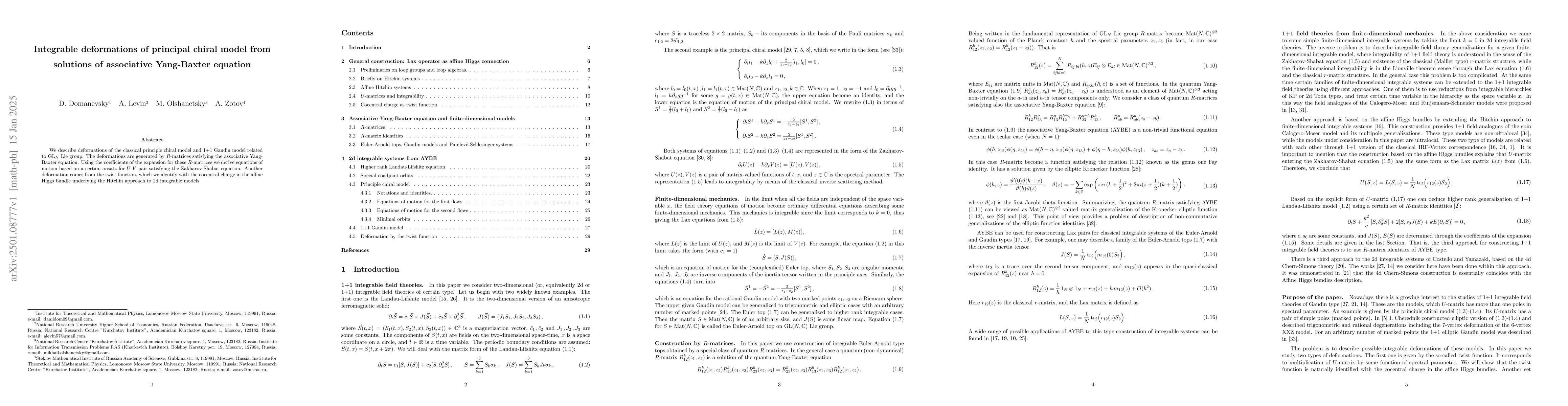 Thumbnail for Integrable deformations of principal chiral model from solutions of
  associative Yang-Baxter equation