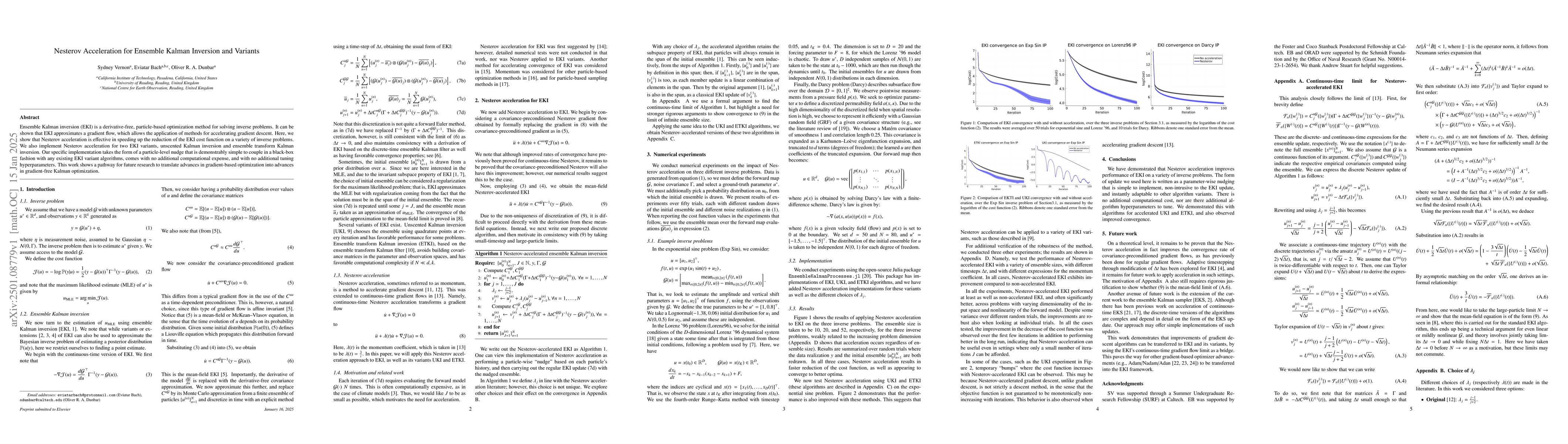 Thumbnail for Nesterov Acceleration for Ensemble Kalman Inversion and Variants