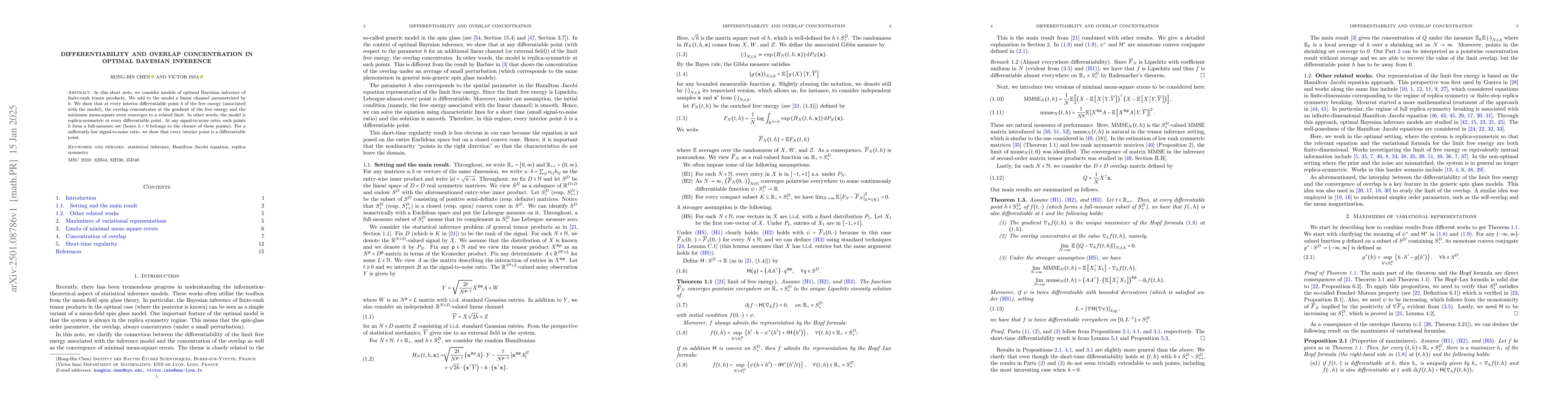 Thumbnail for Differentiability and overlap concentration in optimal Bayesian
  inference