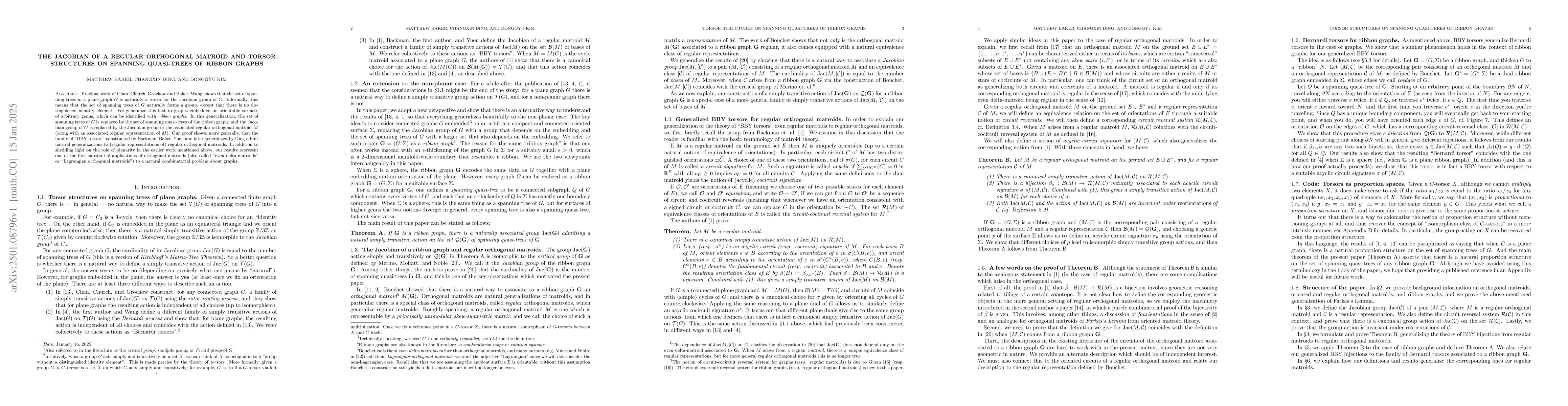 Thumbnail for The Jacobian of a regular orthogonal matroid and torsor structures on
  spanning quasi-trees of ribbon graphs