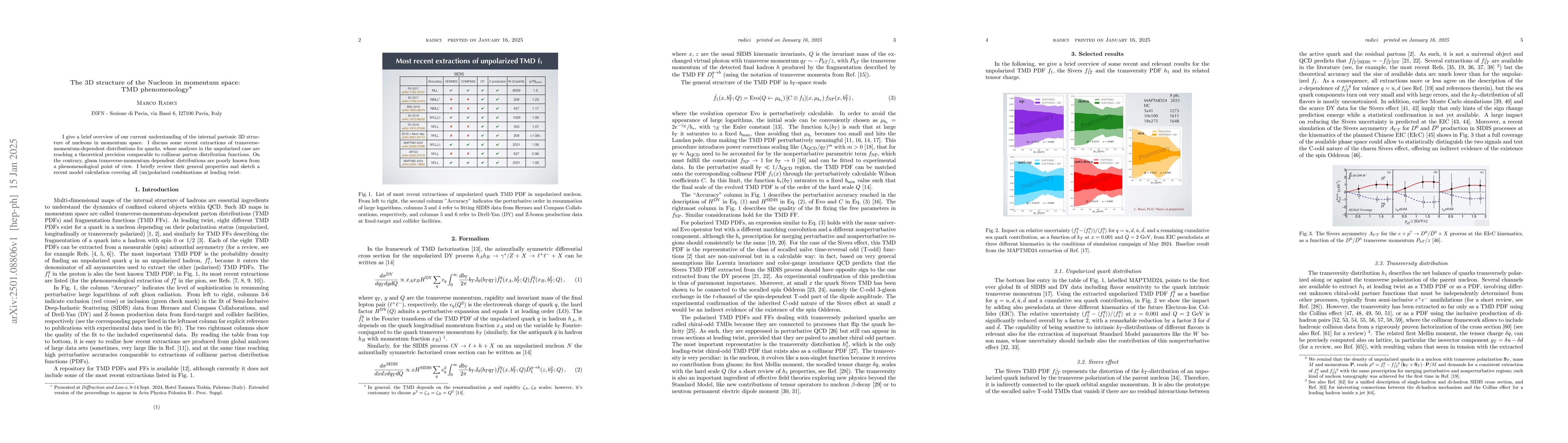 Thumbnail for The 3D structure of the Nucleon in momentum space: TMD phenomenology