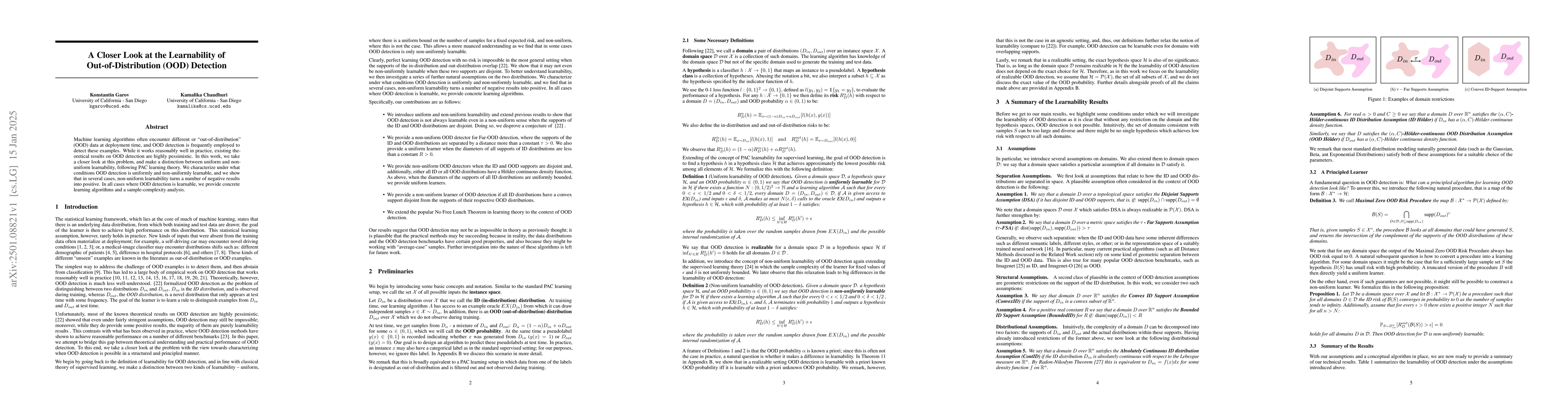 Thumbnail for A Closer Look at the Learnability of Out-of-Distribution (OOD) Detection