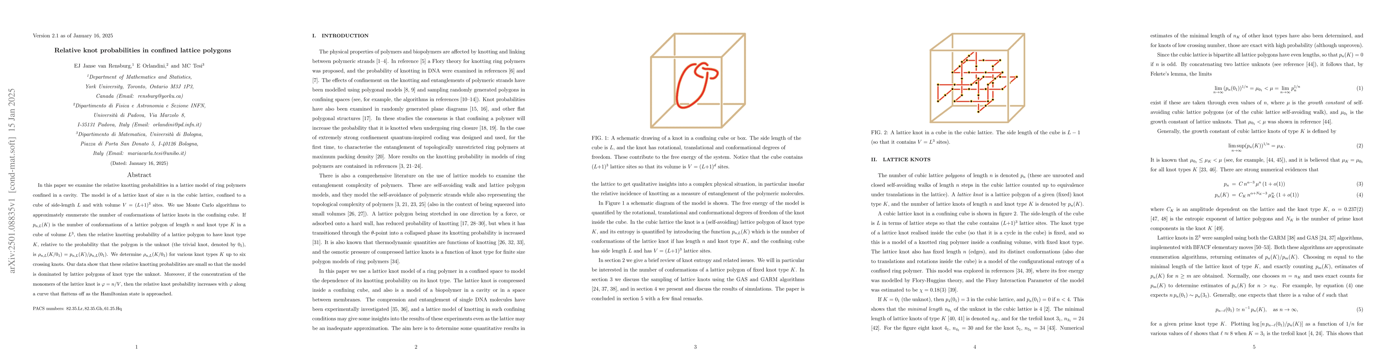 Thumbnail for Relative knot probabilities in confined lattice polygons