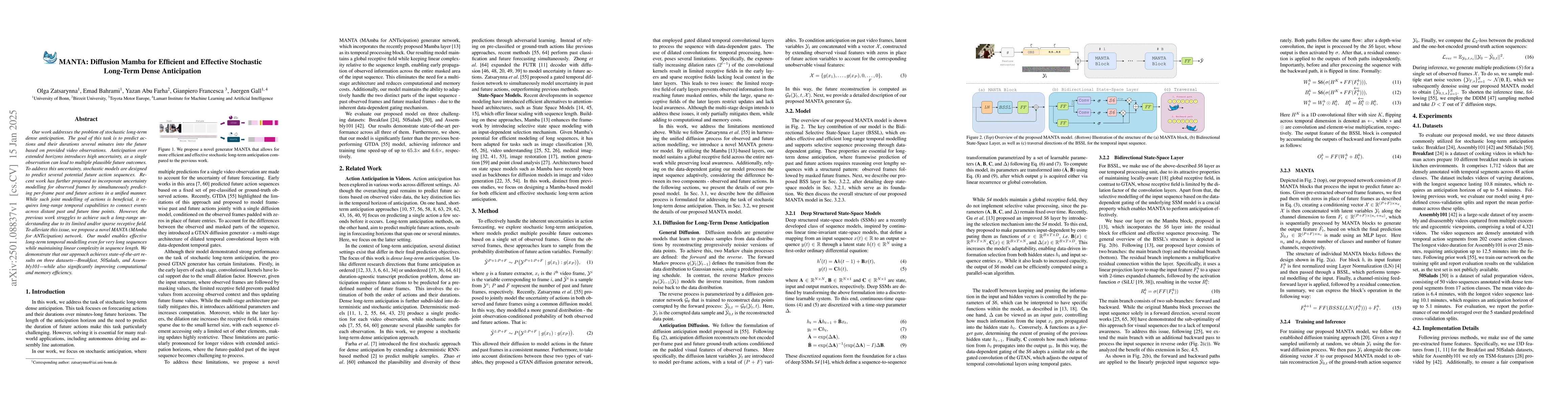 Thumbnail for MANTA: Diffusion Mamba for Efficient and Effective Stochastic Long-Term
  Dense Anticipation