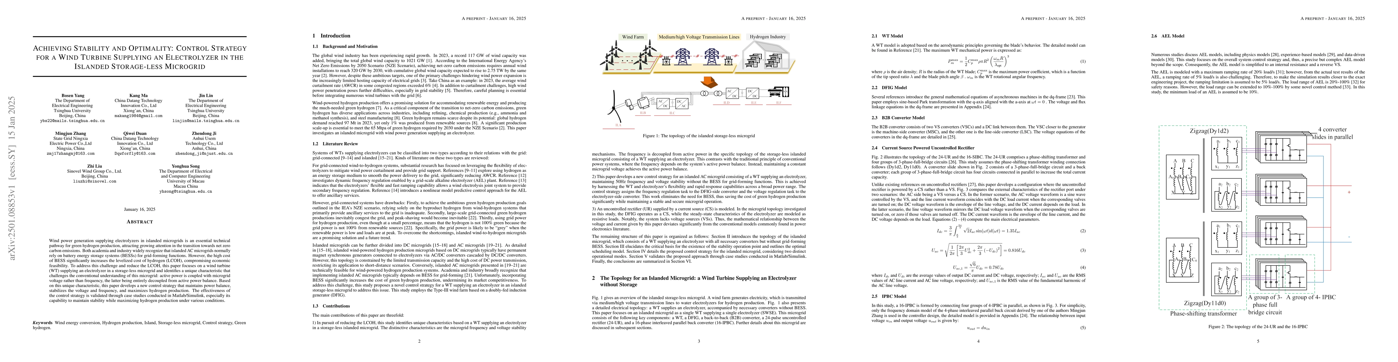 Thumbnail for Achieving Stability and Optimality: Control Strategy for a Wind Turbine
  Supplying an Electrolyzer in the Islanded Storage-less Microgrid
