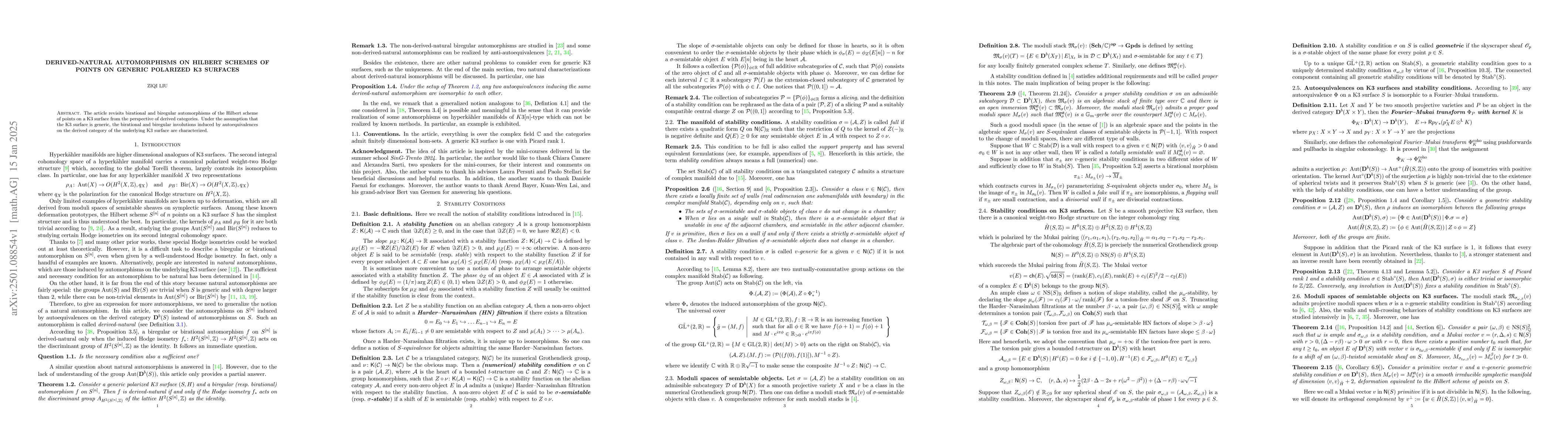 Thumbnail for Derived-natural automorphisms on Hilbert schemes of points on generic
  polarized K3 surfaces
