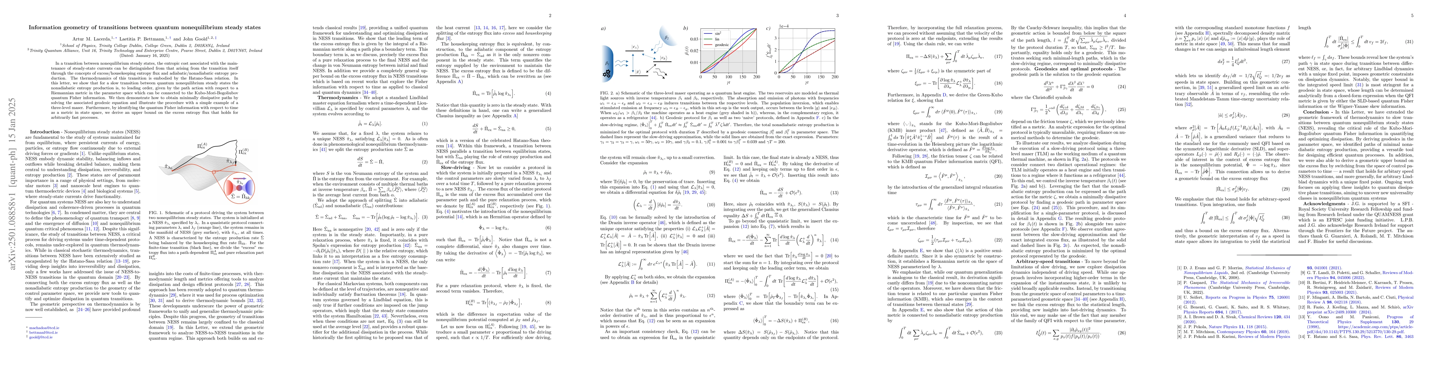 Thumbnail for Information geometry of transitions between quantum nonequilibrium
  steady states