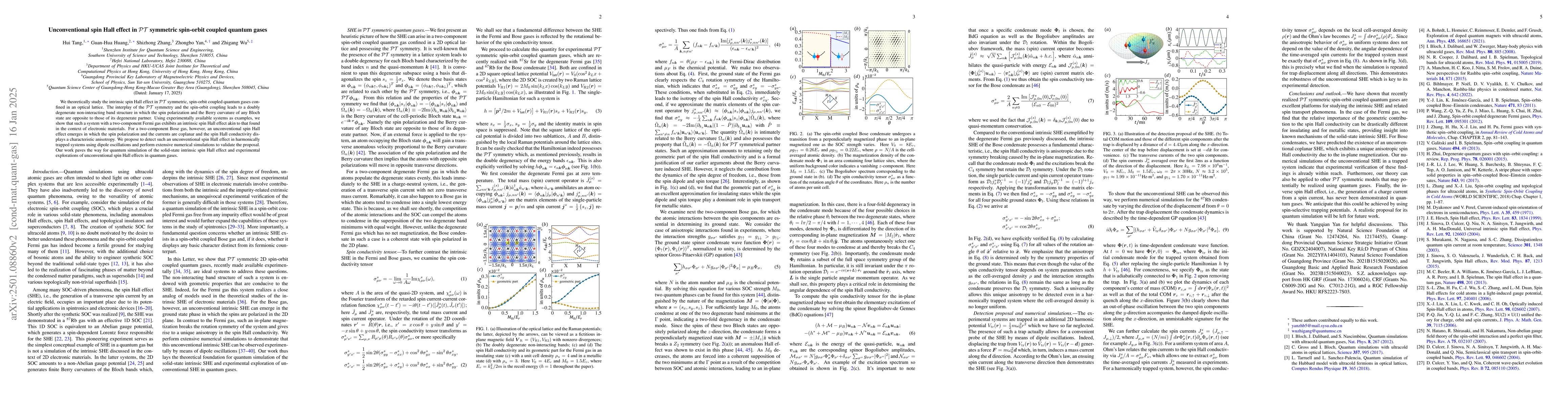 Thumbnail for Unconventional spin Hall effect in PT symmetric spin-orbit coupled
  quantum gases