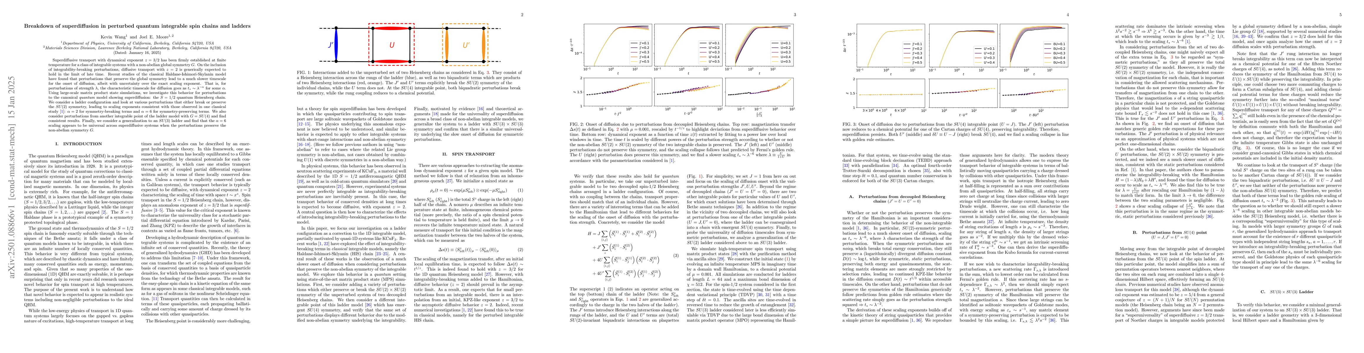 Thumbnail for Breakdown of superdiffusion in perturbed quantum integrable spin chains
  and ladders