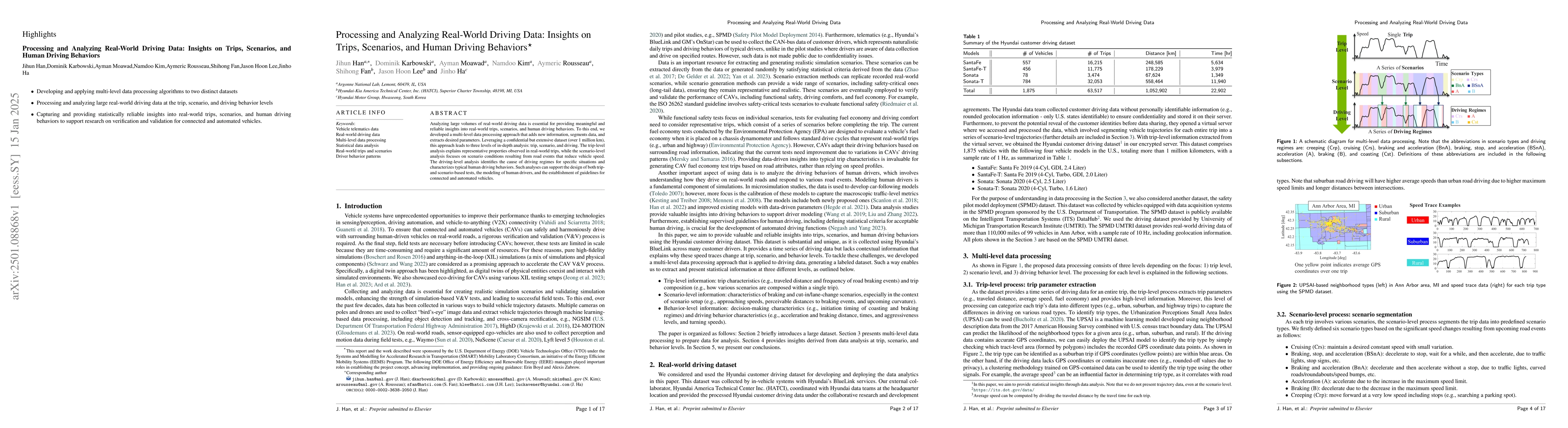 Thumbnail for Processing and Analyzing Real-World Driving Data: Insights on Trips,
  Scenarios, and Human Driving Behaviors