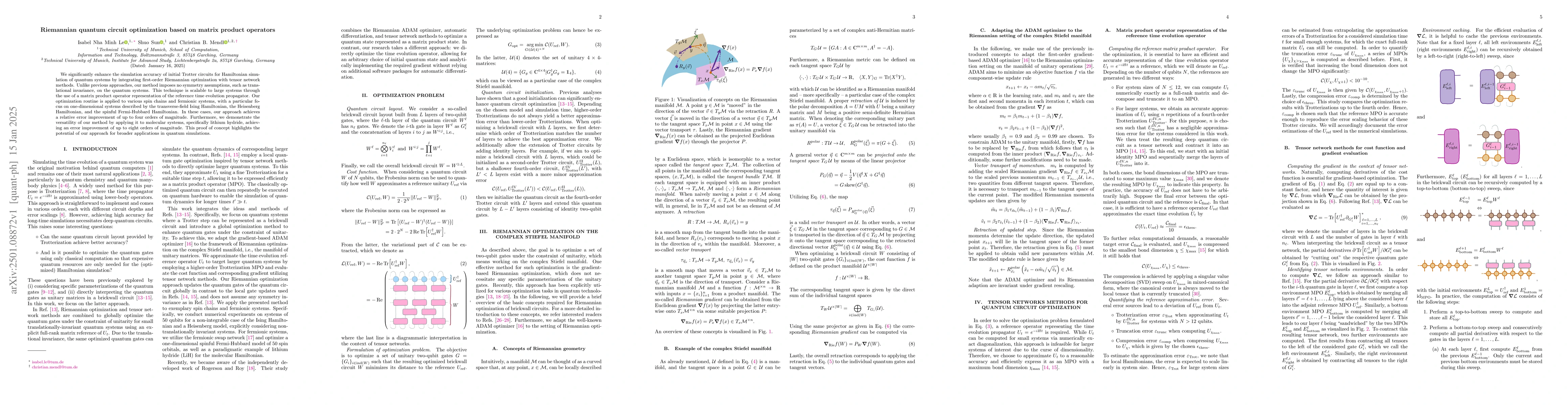 Thumbnail for Riemannian quantum circuit optimization based on matrix product
  operators