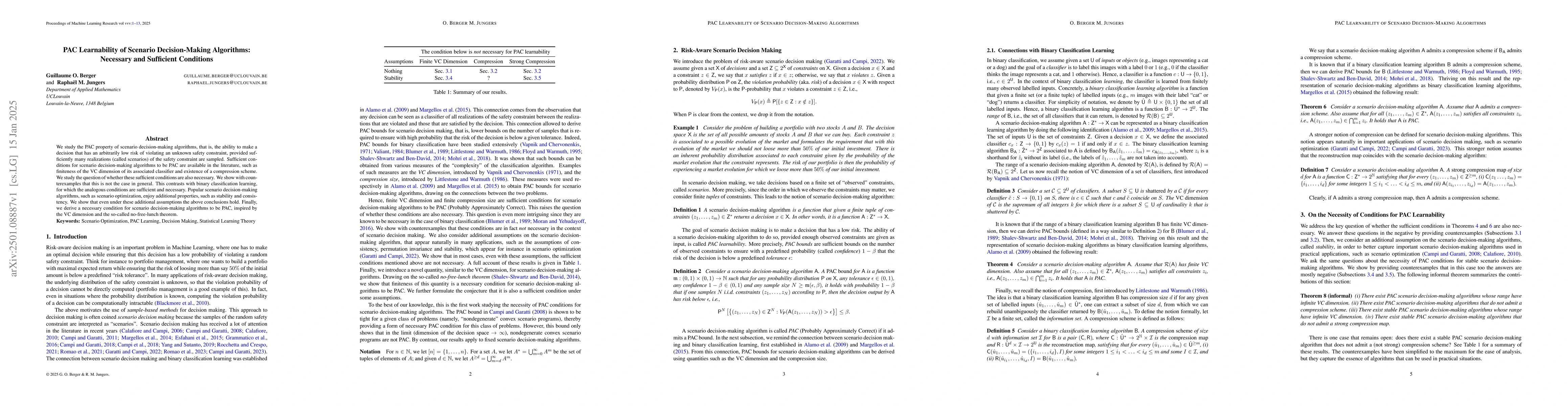 Thumbnail for PAC Learnability of Scenario Decision-Making Algorithms: Necessary and
  Sufficient Conditions