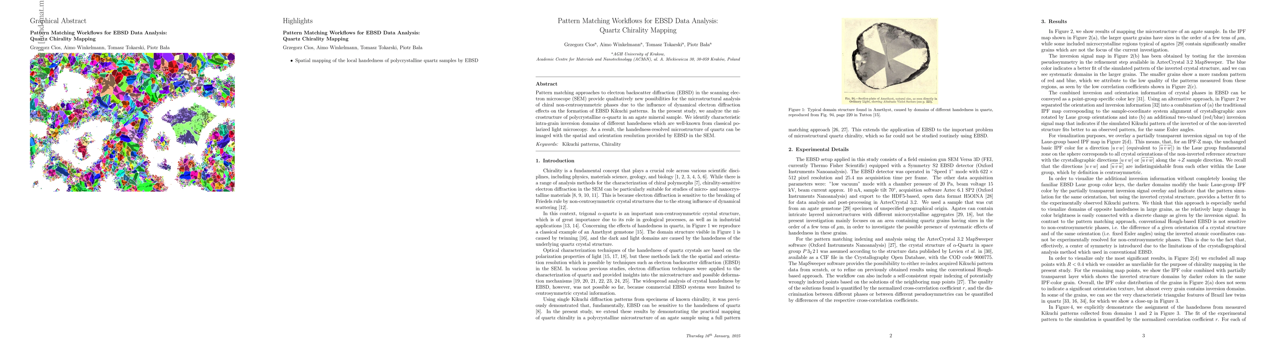 Thumbnail for Pattern Matching Workflows for EBSD Data Analysis: Quartz Chirality
  Mapping