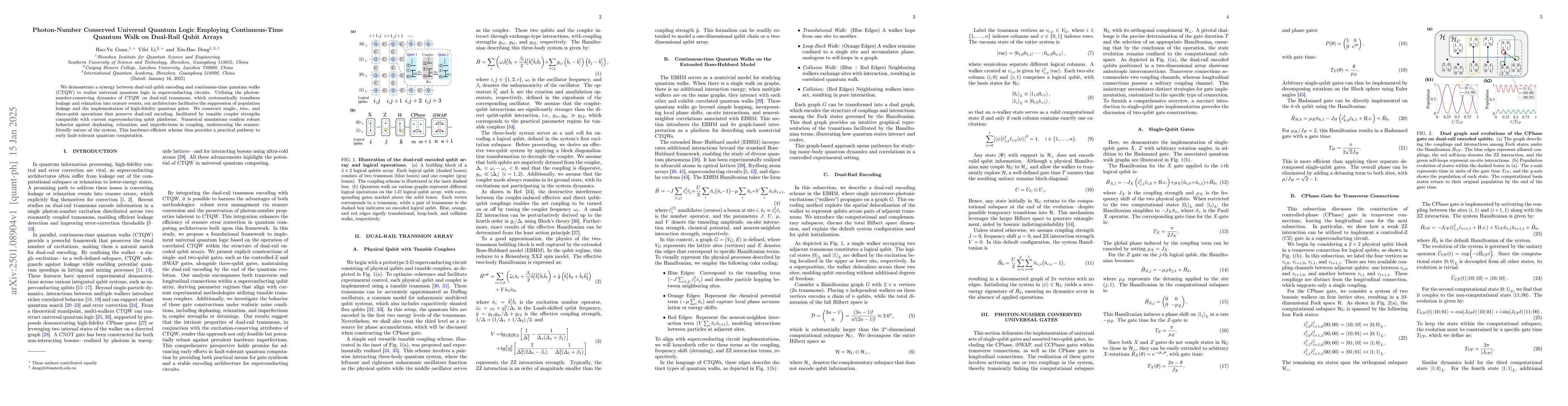 Thumbnail for Photon-Number Conserved Universal Quantum Logic Employing
  Continuous-Time Quantum Walk on Dual-Rail Qubit Arrays