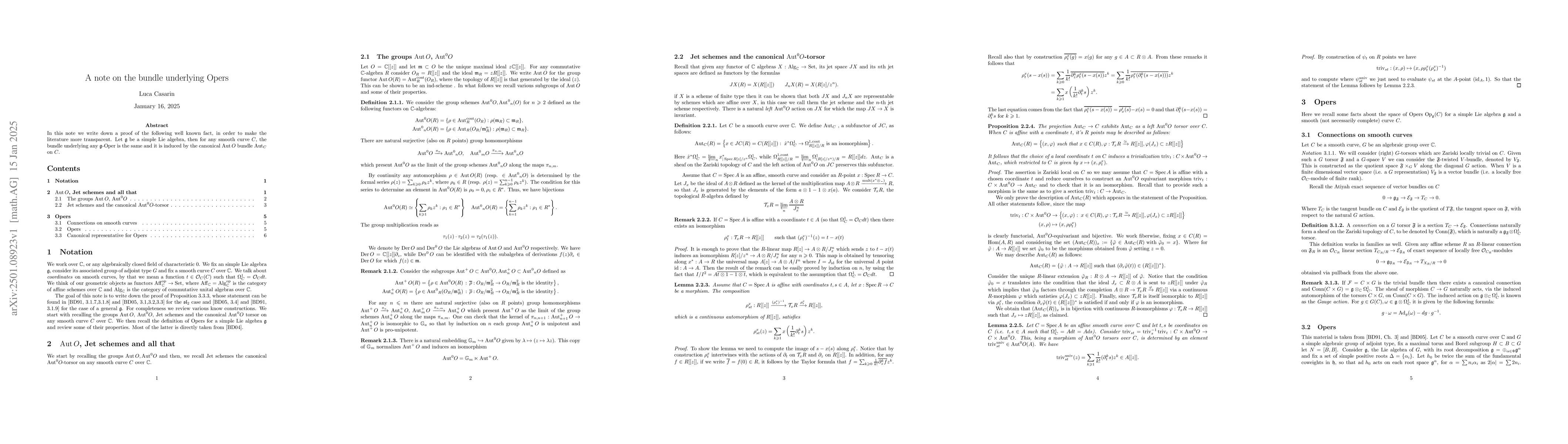 Thumbnail for A note on the bundle underlying Opers