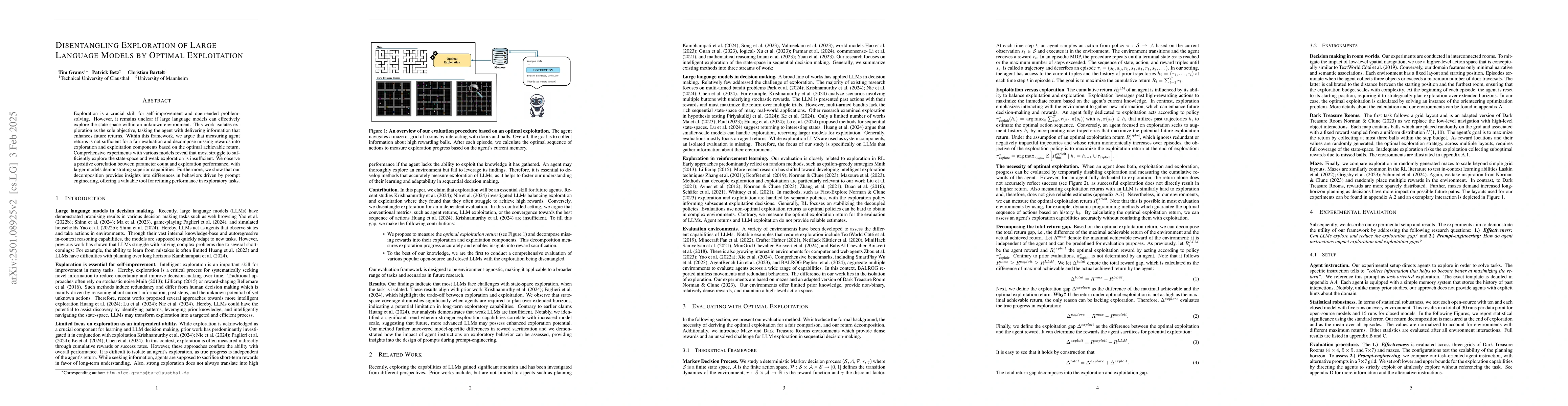 Thumbnail for Disentangling Exploration of Large Language Models by Optimal
  Exploitation