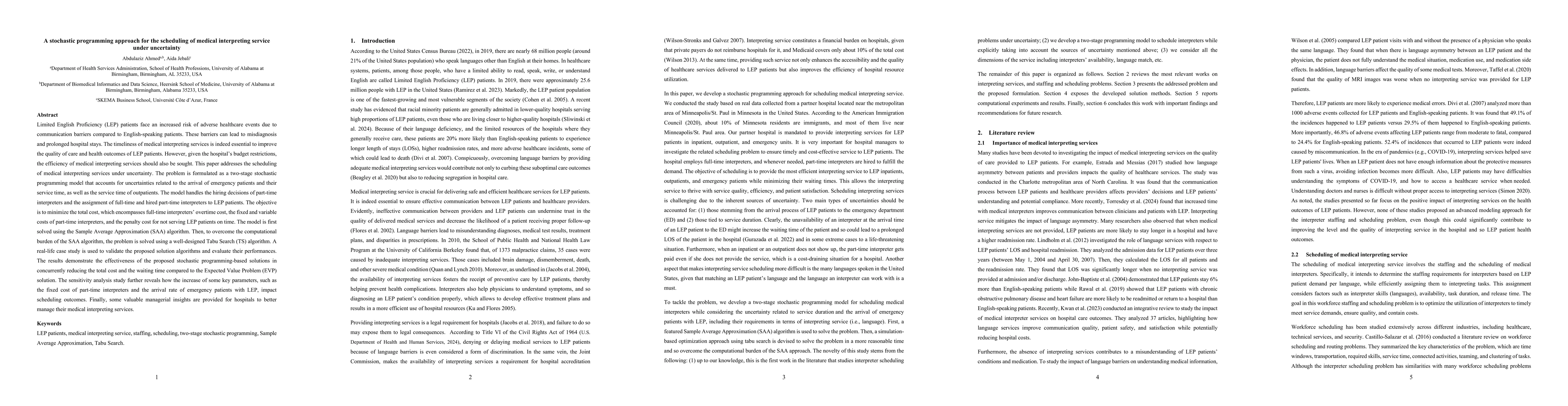 Thumbnail for A stochastic programming approach for the scheduling of medical
  interpreting service under uncertainty
