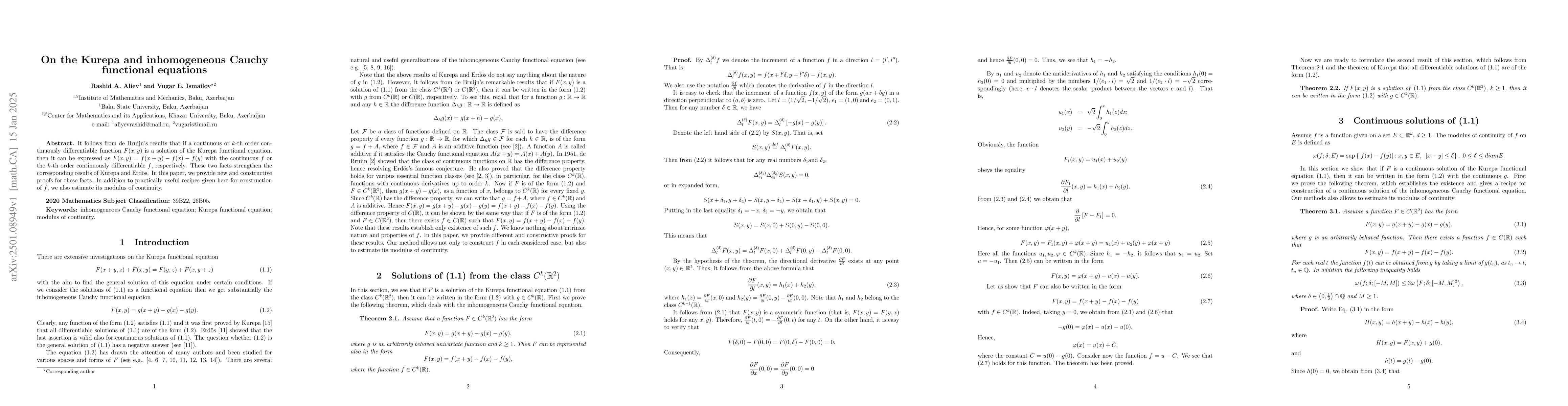 Thumbnail for On the Kurepa and inhomogeneous Cauchy functional equations