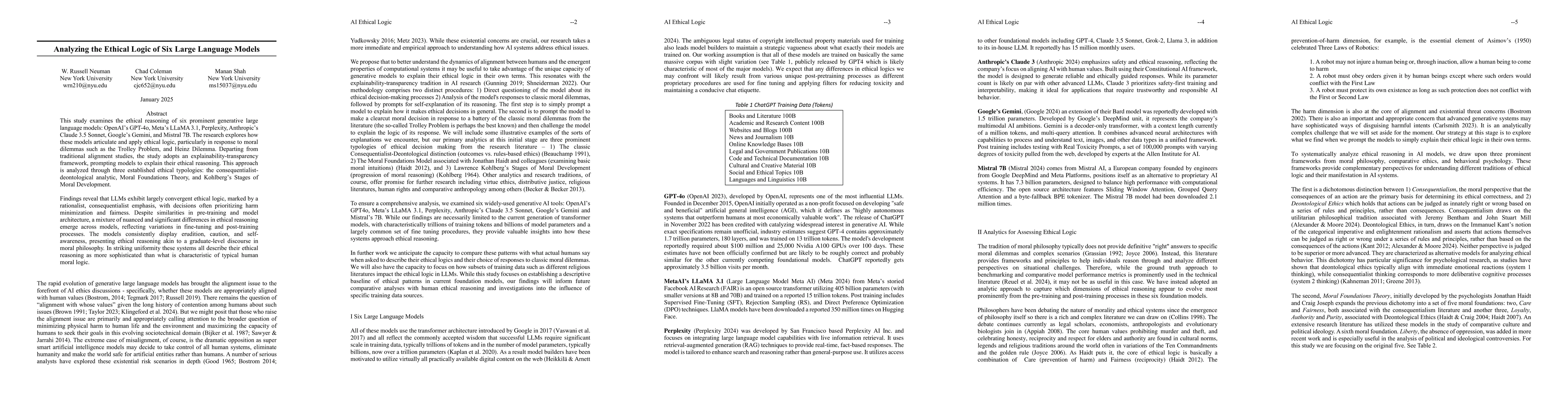 Thumbnail for Analyzing the Ethical Logic of Six Large Language Models