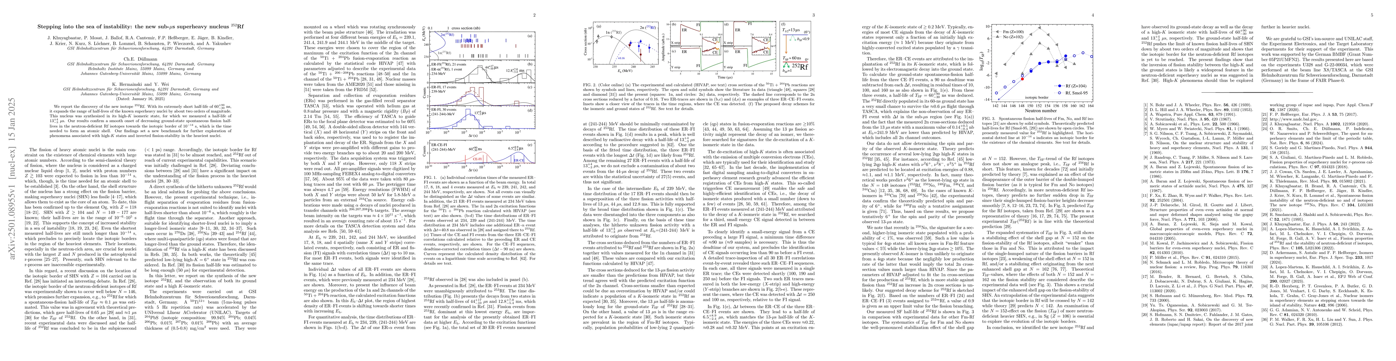 Thumbnail for Stepping into the Sea of Instability: The New Sub-us Superheavy Nucleus
  252Rf