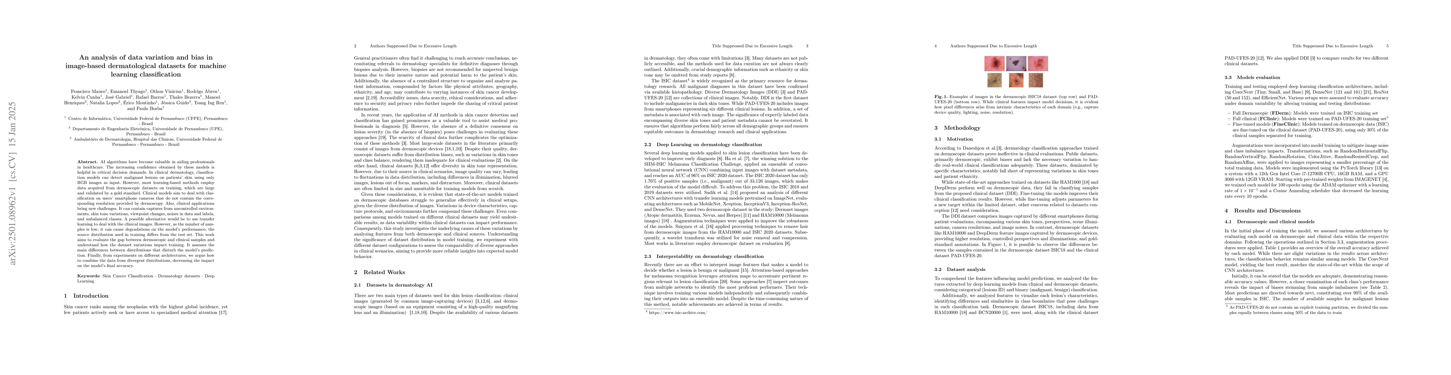 Thumbnail for An analysis of data variation and bias in image-based dermatological
  datasets for machine learning classification