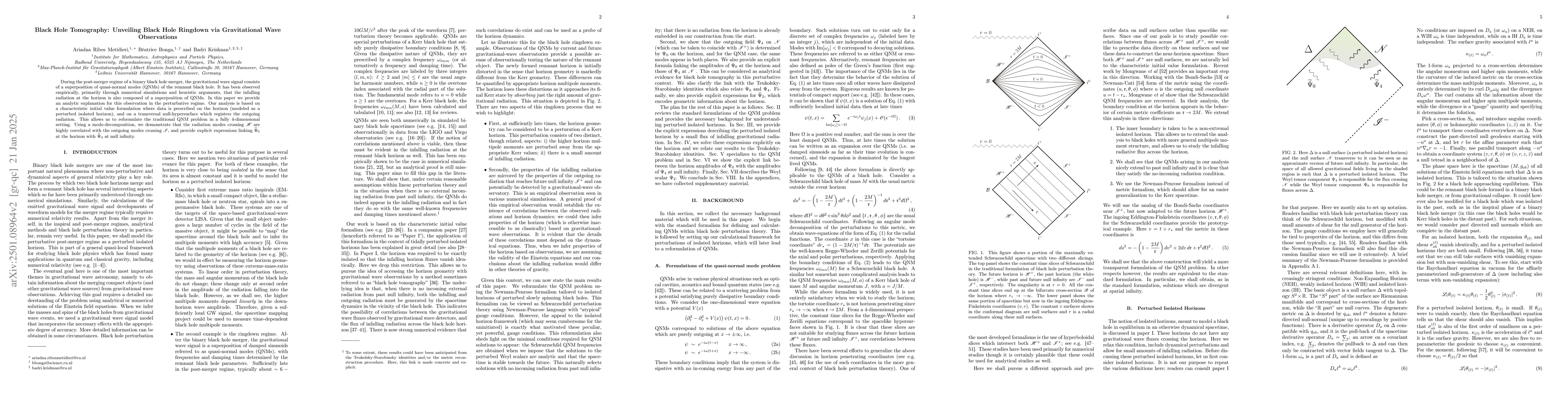 Thumbnail for Black Hole Tomography: Unveiling Black Hole Ringdown via Gravitational
  Wave Observations