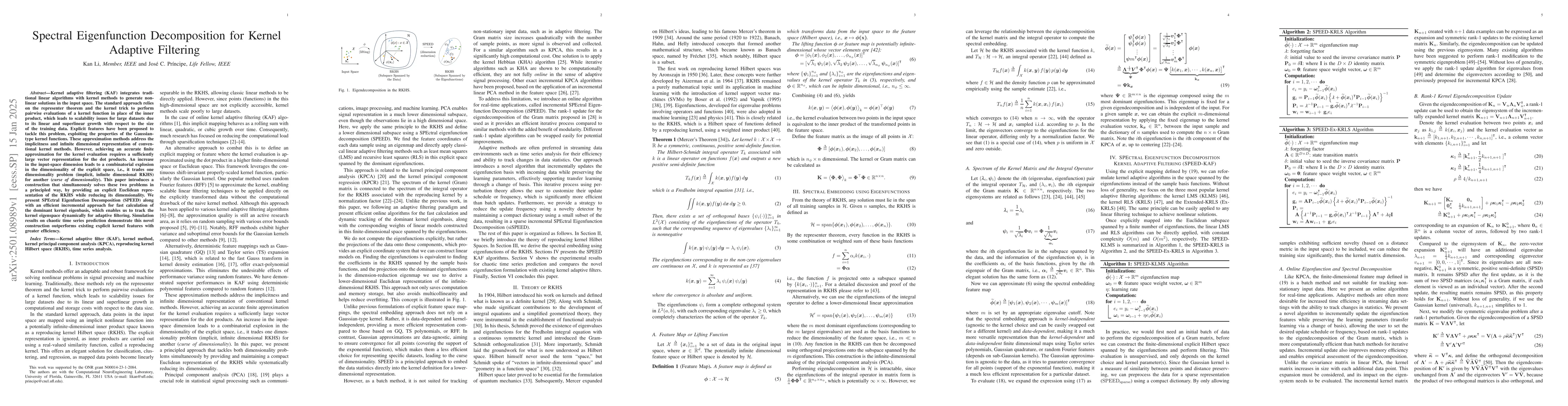 Thumbnail for Spectral Eigenfunction Decomposition for Kernel Adaptive Filtering