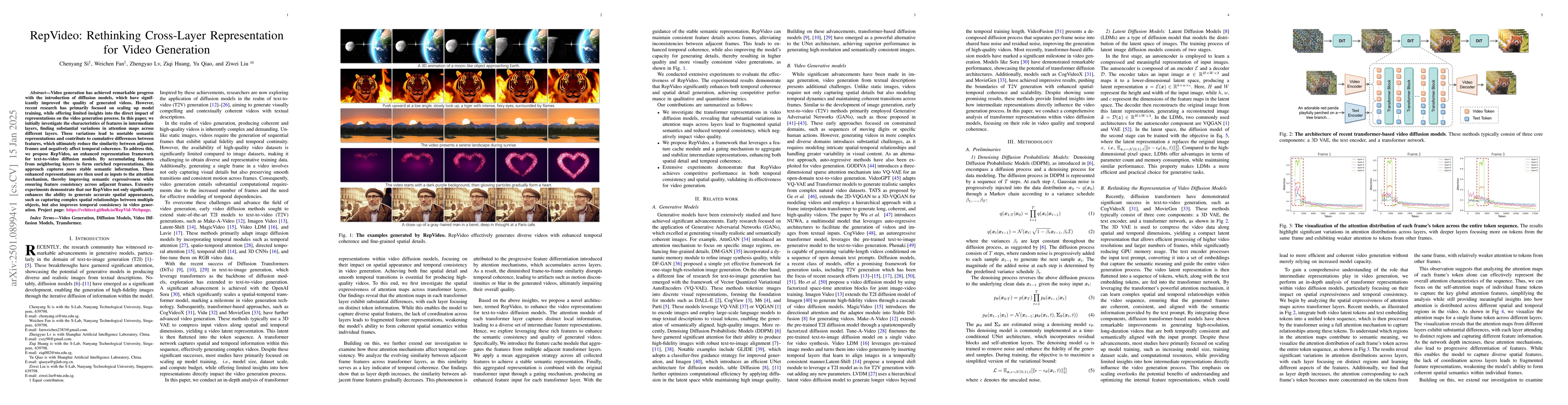 Thumbnail for RepVideo: Rethinking Cross-Layer Representation for Video Generation