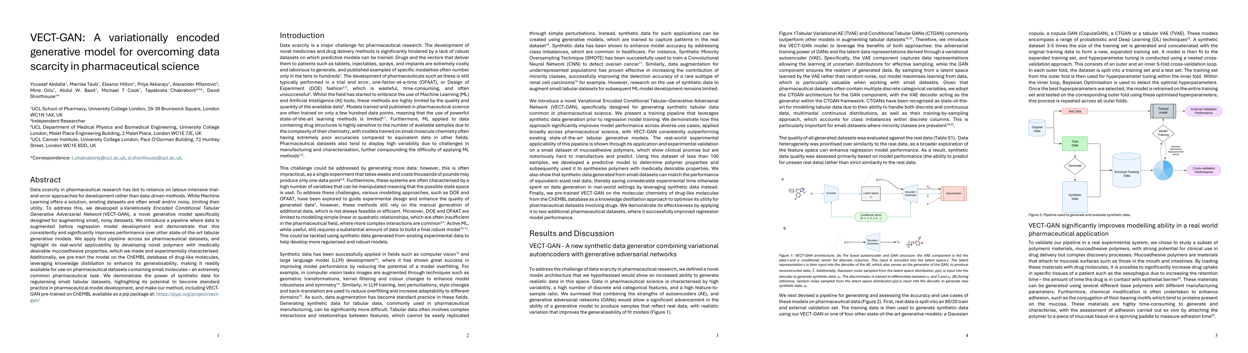 Thumbnail for VECT-GAN: A variationally encoded generative model for overcoming data
  scarcity in pharmaceutical science