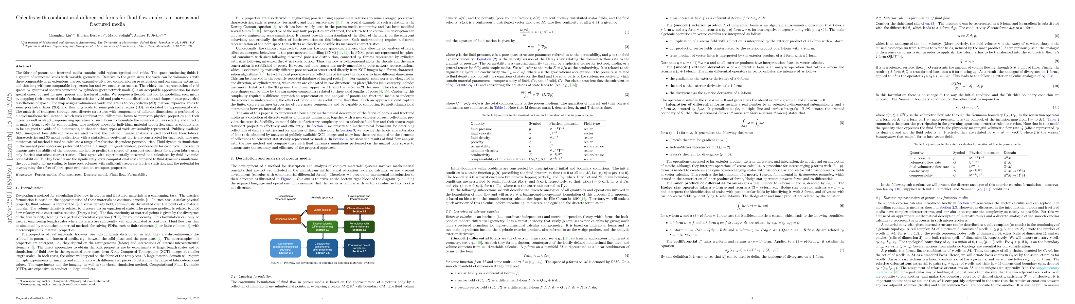 Thumbnail for Calculus with combinatorial differential forms for fluid flow analysis
  in porous and fractured media