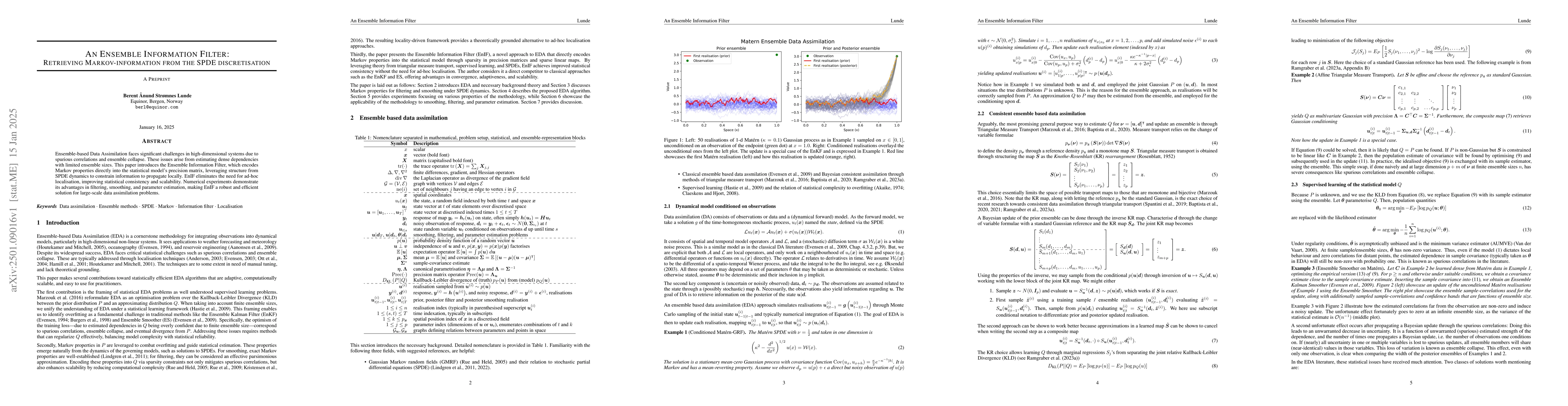Thumbnail for An Ensemble Information Filter: Retrieving Markov-information from the
  SPDE discretisation