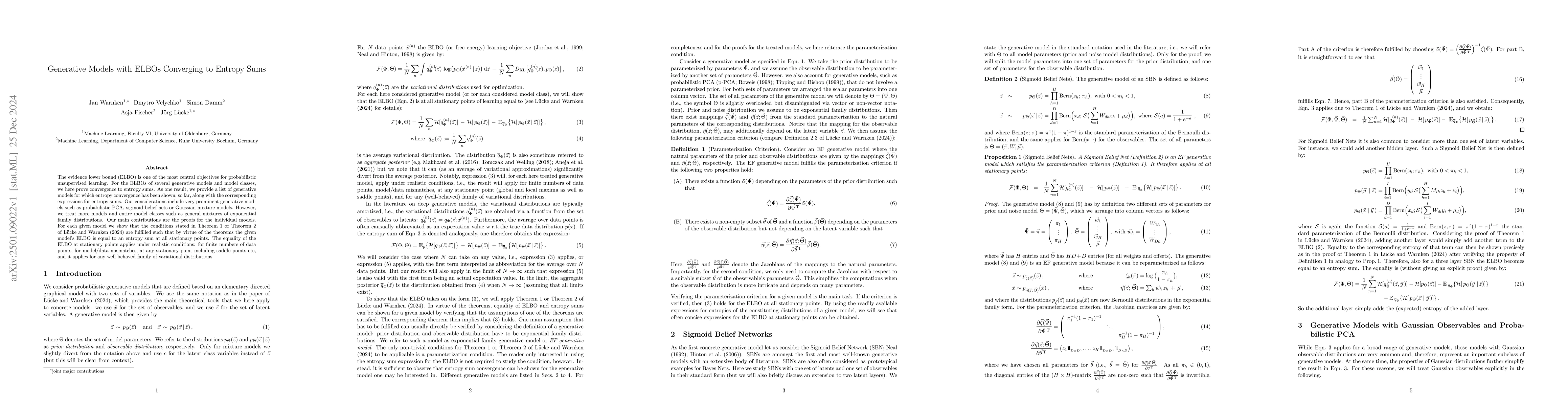 Thumbnail for Generative Models with ELBOs Converging to Entropy Sums