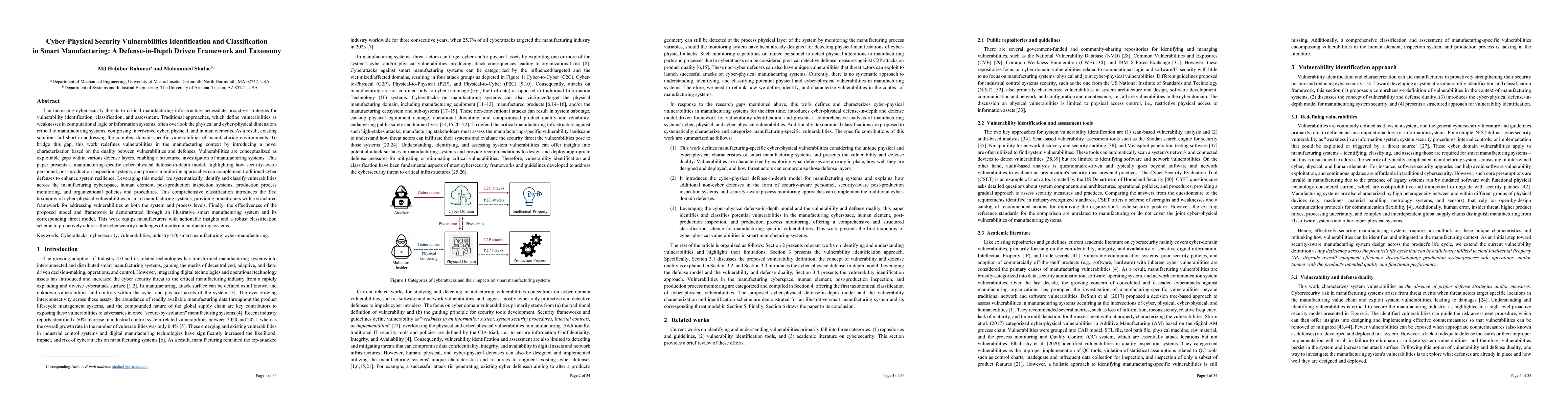 Thumbnail for Cyber-Physical Security Vulnerabilities Identification and
  Classification in Smart Manufacturing -- A Defense-in-Depth Driven Framework
  and Taxonomy