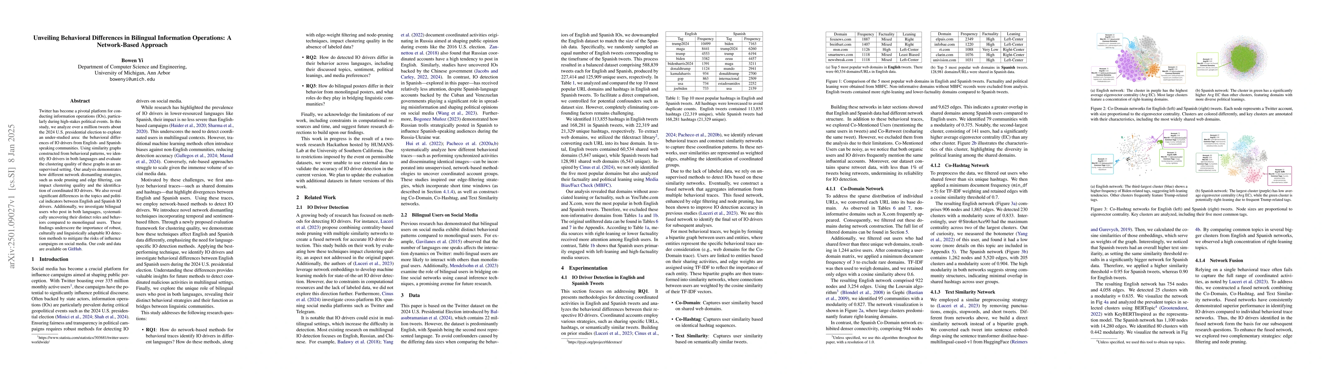 Thumbnail for Unveiling Behavioral Differences in Bilingual Information Operations: A
  Network-Based Approach