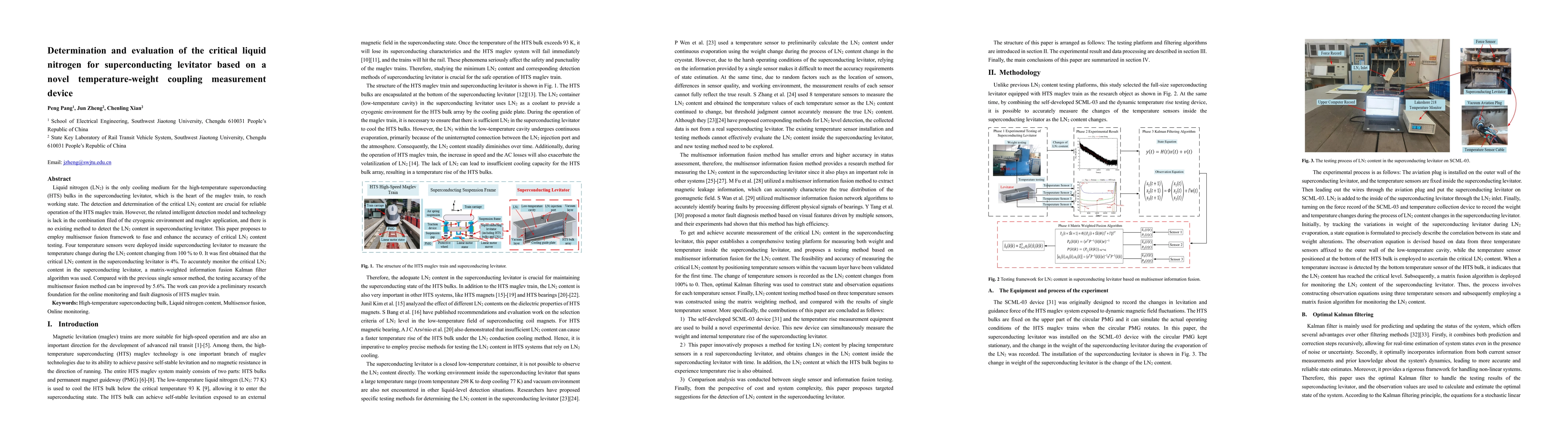 Thumbnail for Determination and evaluation of the critical liquid nitrogen for
  superconducting levitator based on a novel temperature-weight coupling
  measurement device