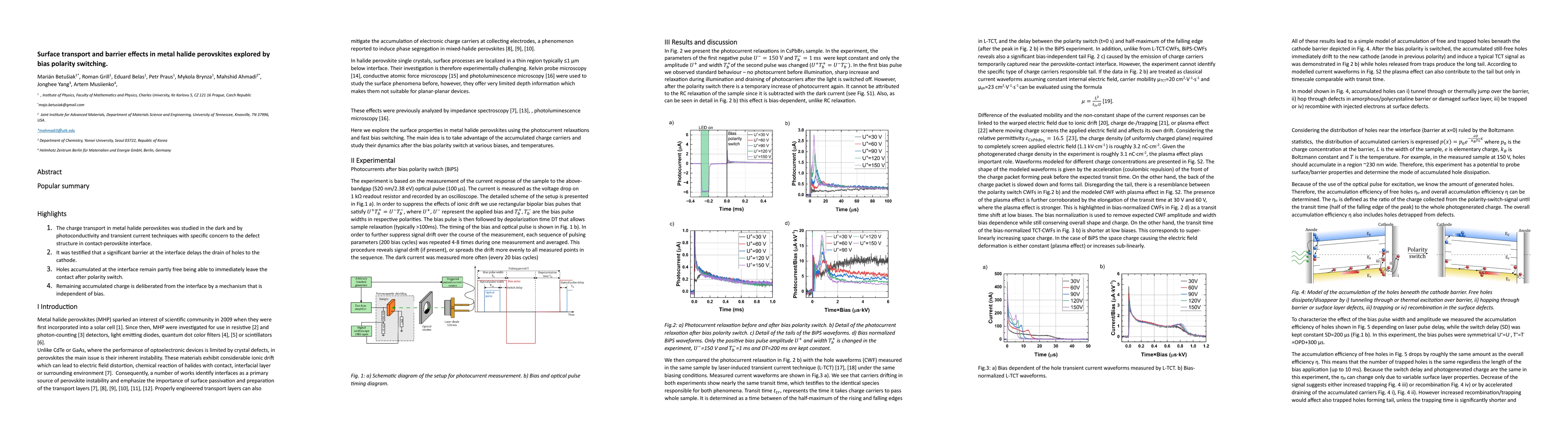 Thumbnail for Surface transport and barrier effects in metal halide perovskites
  explored by bias polarity switching