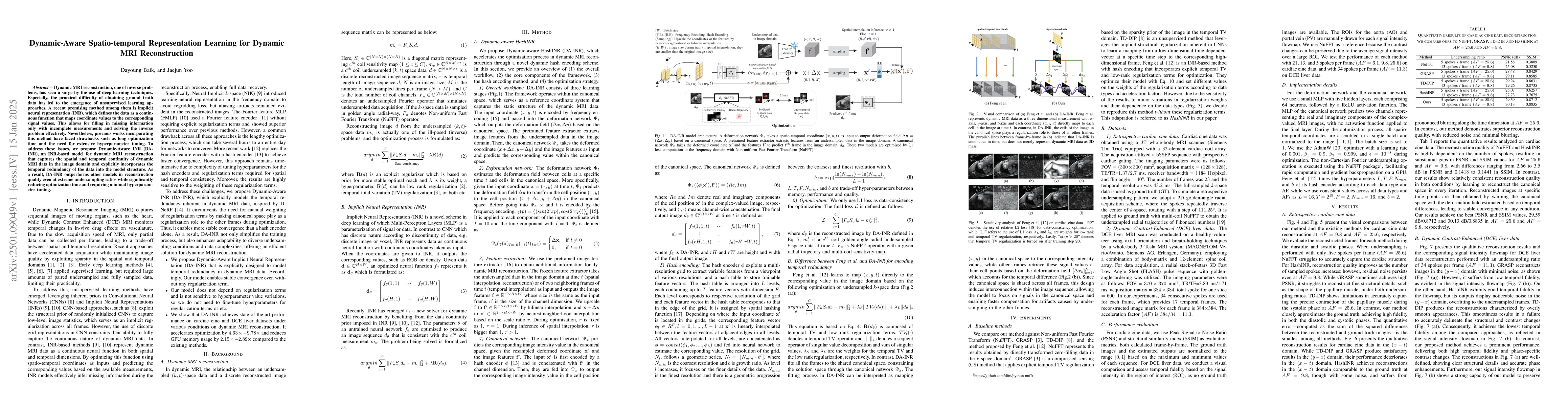 Thumbnail for Dynamic-Aware Spatio-temporal Representation Learning for Dynamic MRI
  Reconstruction
