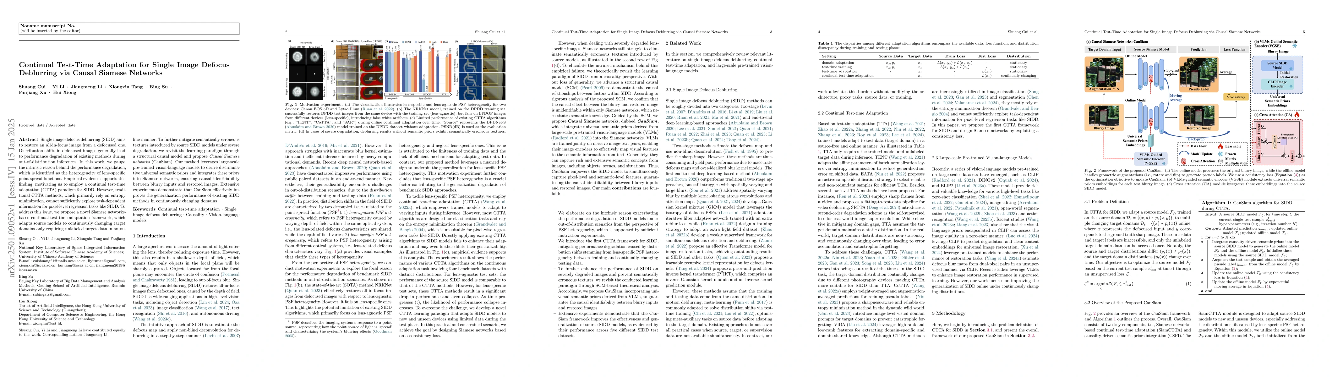 Thumbnail for Continual Test-Time Adaptation for Single Image Defocus Deblurring via
  Causal Siamese Networks