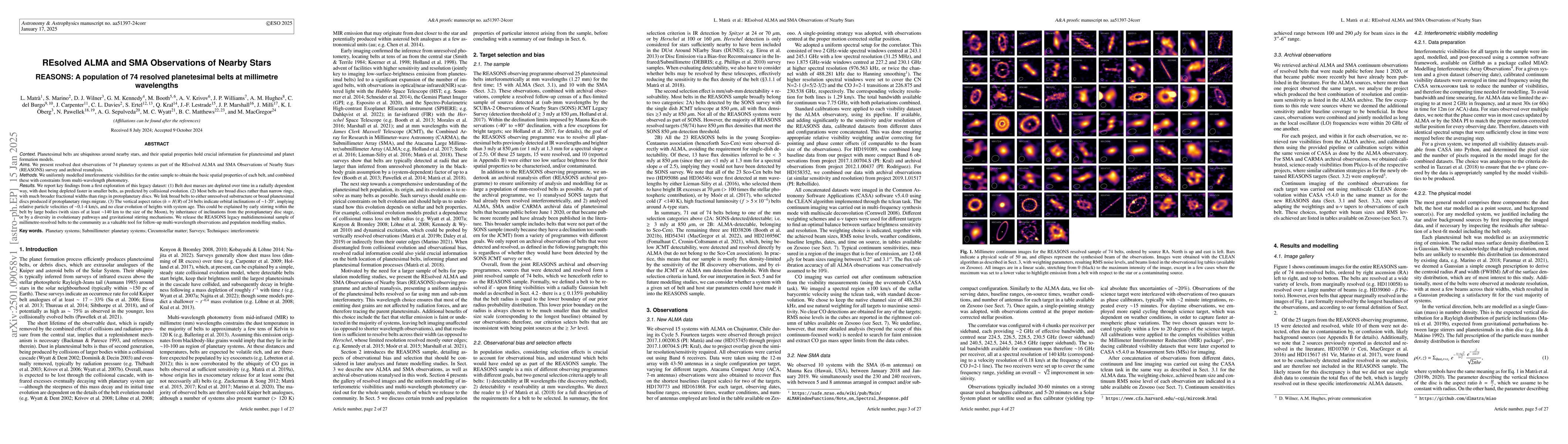 Thumbnail for REsolved ALMA and SMA Observations of Nearby Stars (REASONS): A
  population of 74 resolved planetesimal belts at millimetre wavelengths