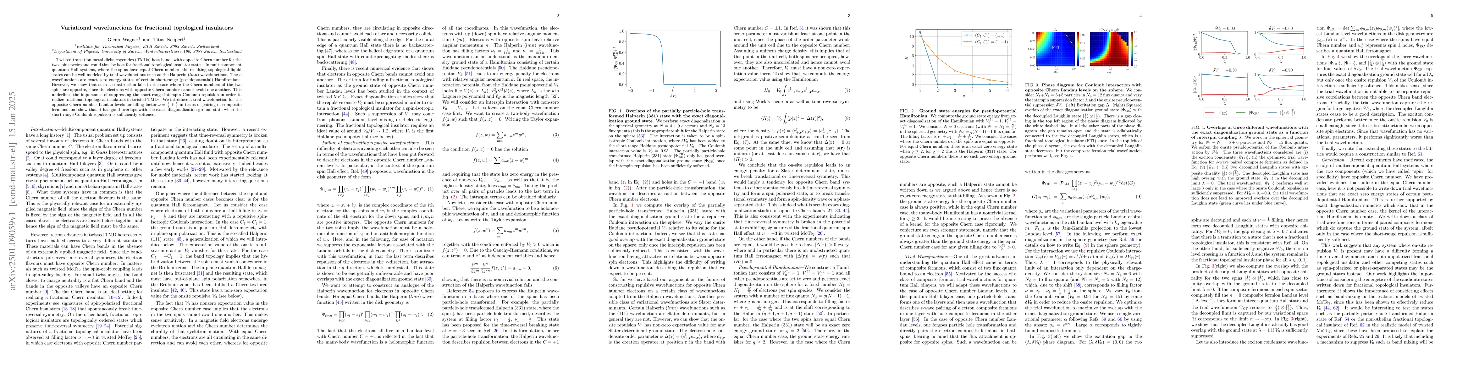 Thumbnail for Variational wavefunctions for fractional topological insulators