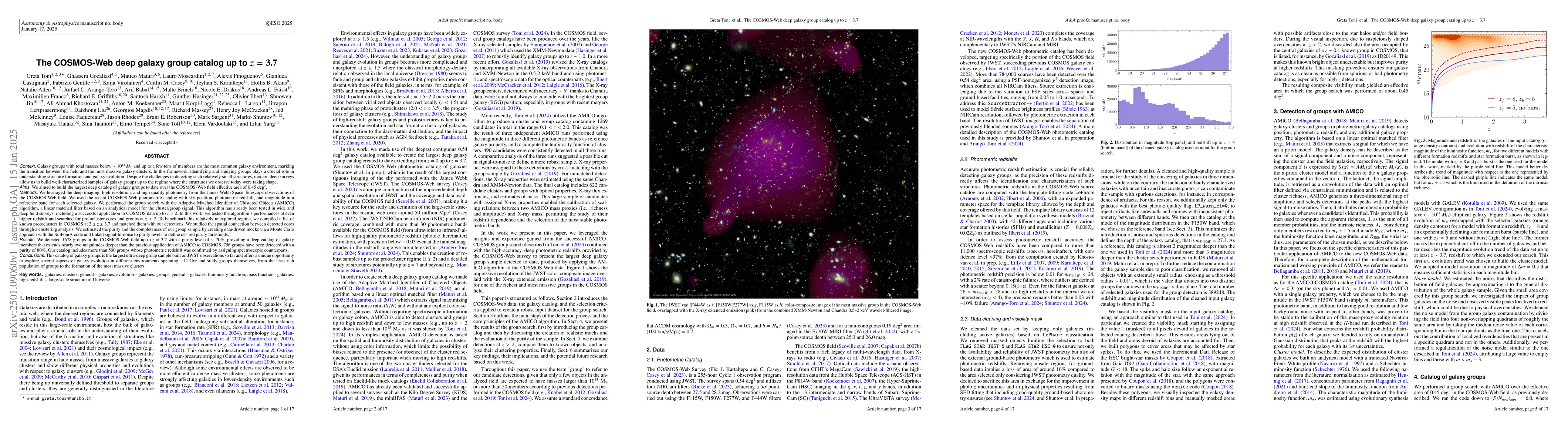Thumbnail for The COSMOS-Web deep galaxy group catalog up to $z=3.7$