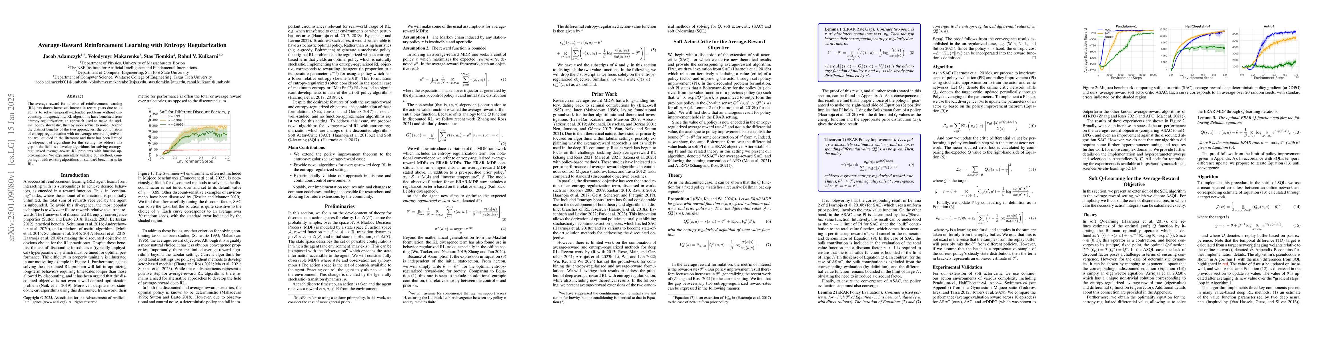Thumbnail for Average-Reward Reinforcement Learning with Entropy Regularization