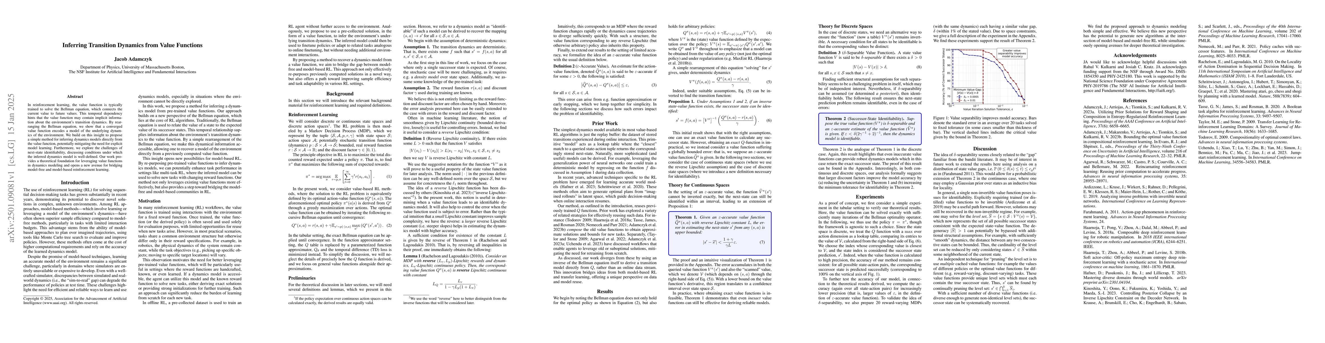 Thumbnail for Inferring Transition Dynamics from Value Functions