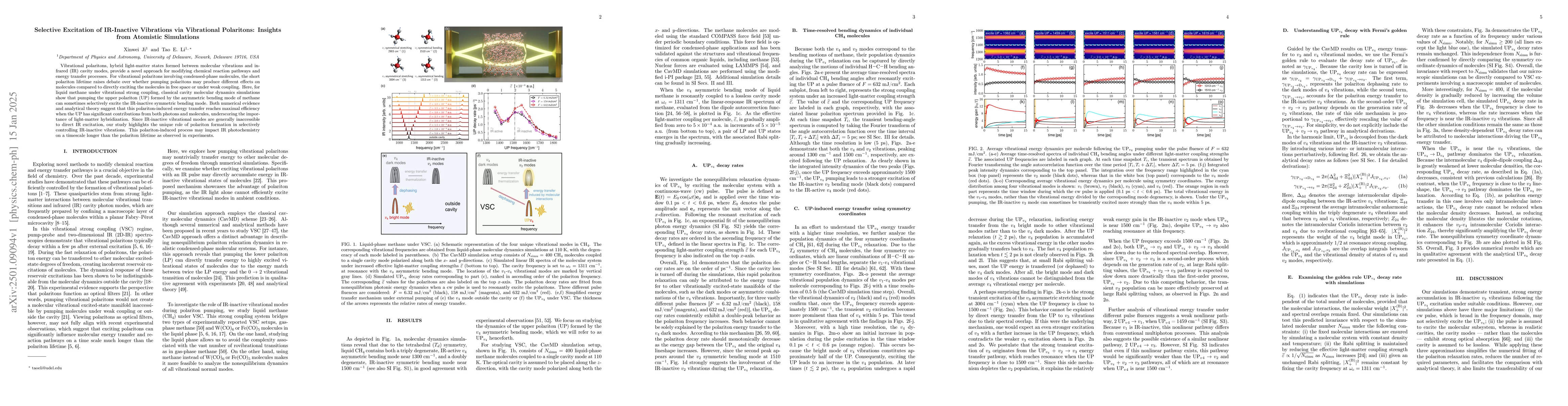 Thumbnail for Selective Excitation of IR-Inactive Vibrations via Vibrational
  Polaritons: Insights from Atomistic Simulations