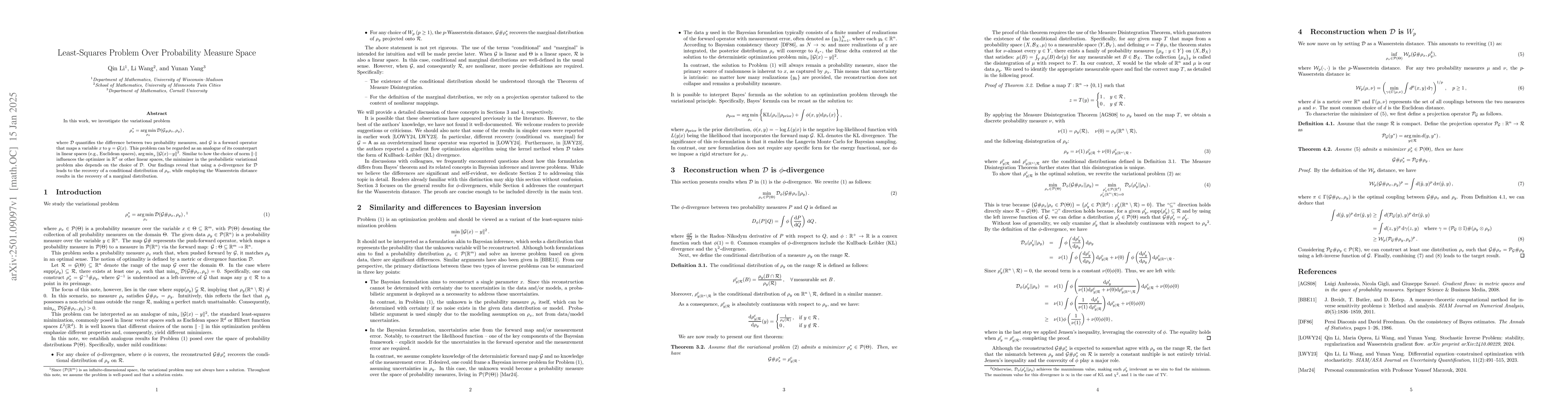 Thumbnail for Least-Squares Problem Over Probability Measure Space