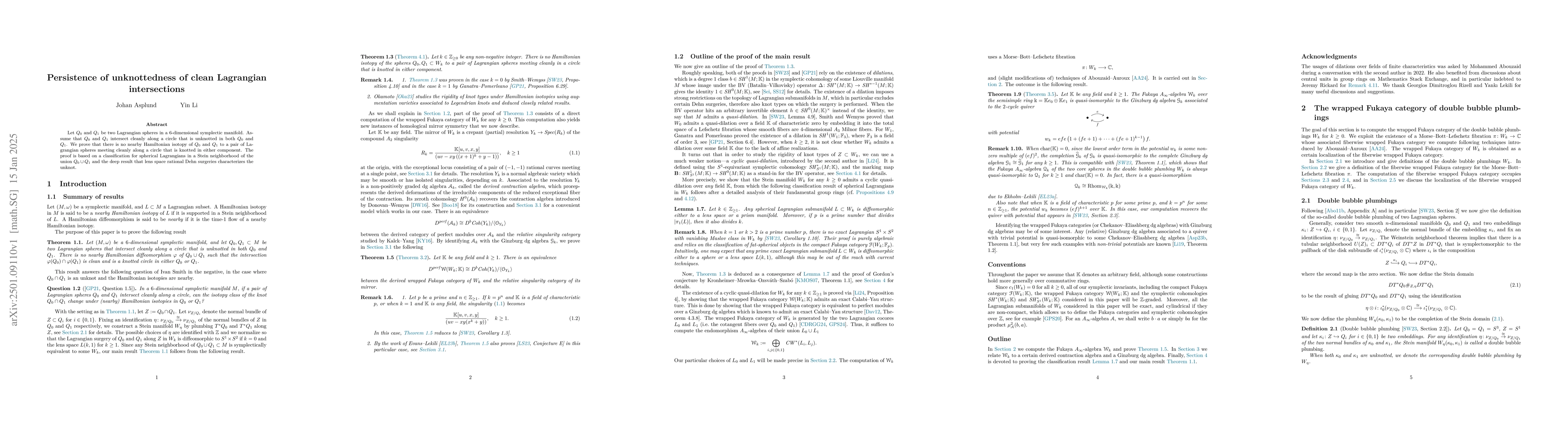 Thumbnail for Persistence of unknottedness of clean Lagrangian intersections