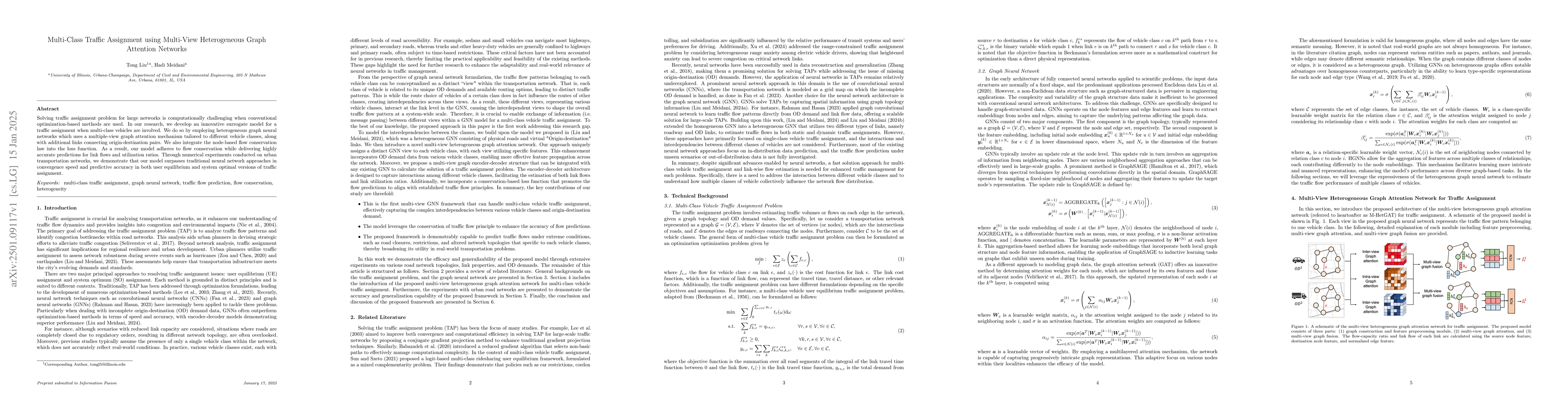 Thumbnail for Multi-Class Traffic Assignment using Multi-View Heterogeneous Graph
  Attention Networks