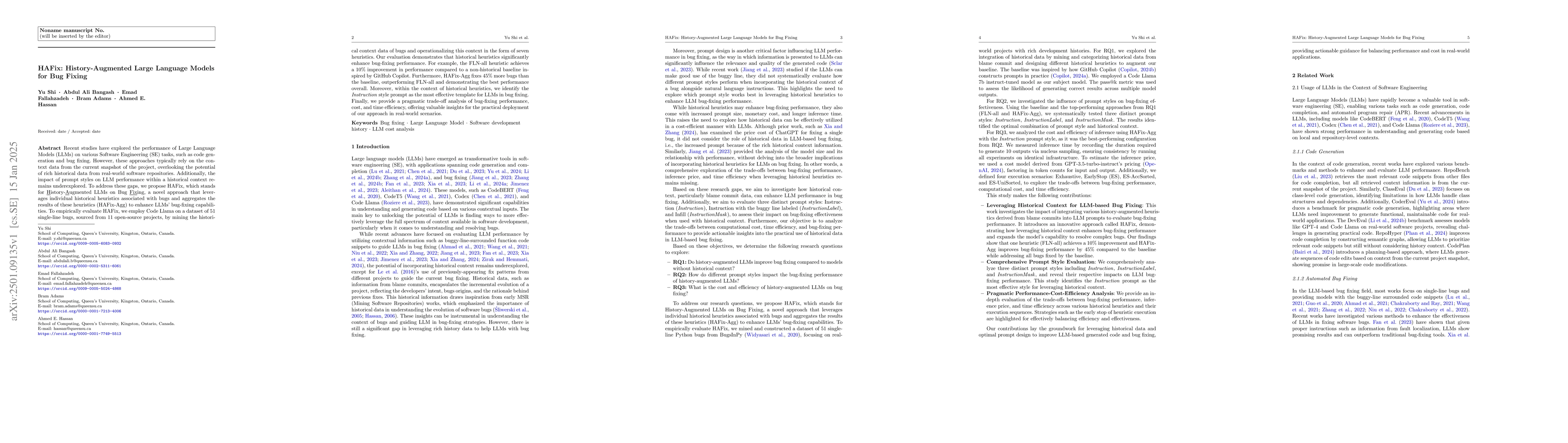 Thumbnail for HAFix: History-Augmented Large Language Models for Bug Fixing