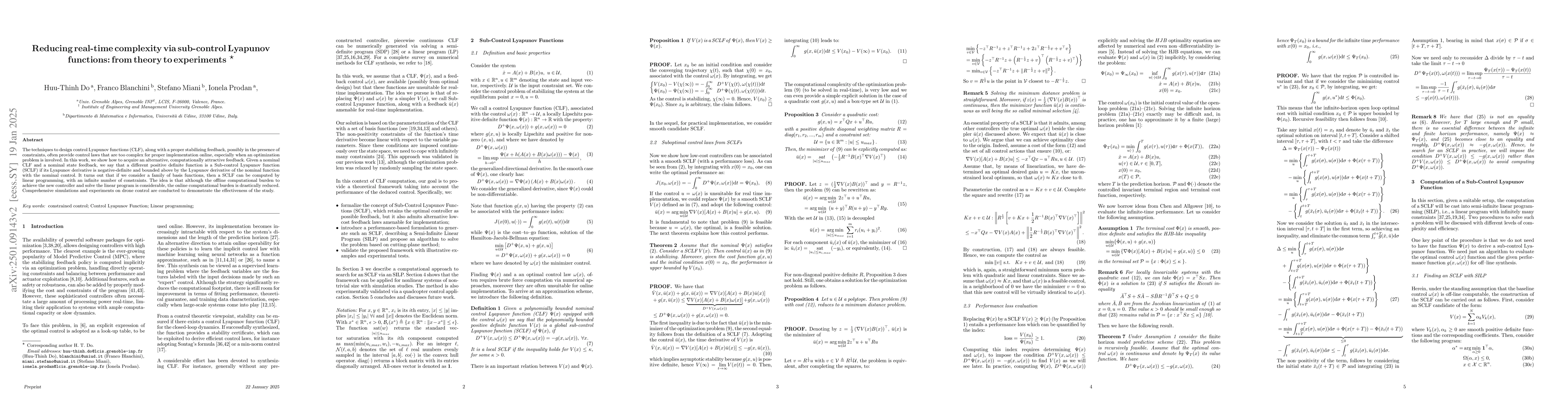 Thumbnail for Reducing real-time complexity via sub-control Lyapunov functions: from
  theory to experiments