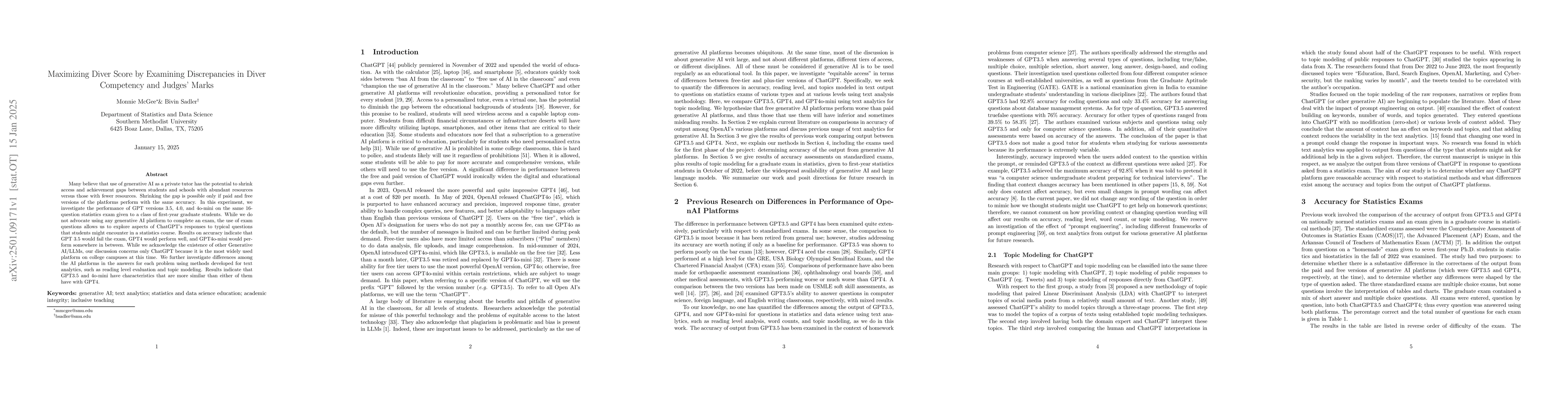 Thumbnail for Generative AI Takes a Statistics Exam: A Comparison of Performance
  between ChatGPT3.5, ChatGPT4, and ChatGPT4o-mini